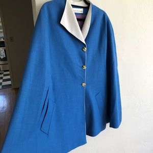 Vintage 60s Mod Style Blue Cape Shawl Poncho